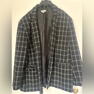 Bar III Women's Black and White Checkered Blazer